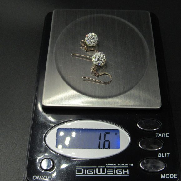 Sterling Silver Small Crystal Ball Dangle Earrings - Picture 5 of 5